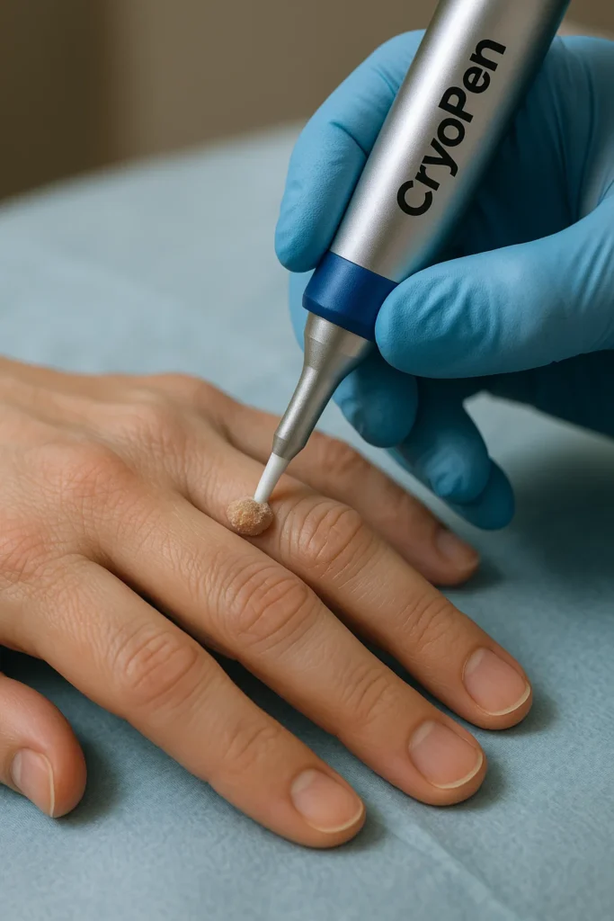 example of cryopen wart removal Hampton Court treatment on a persons finger