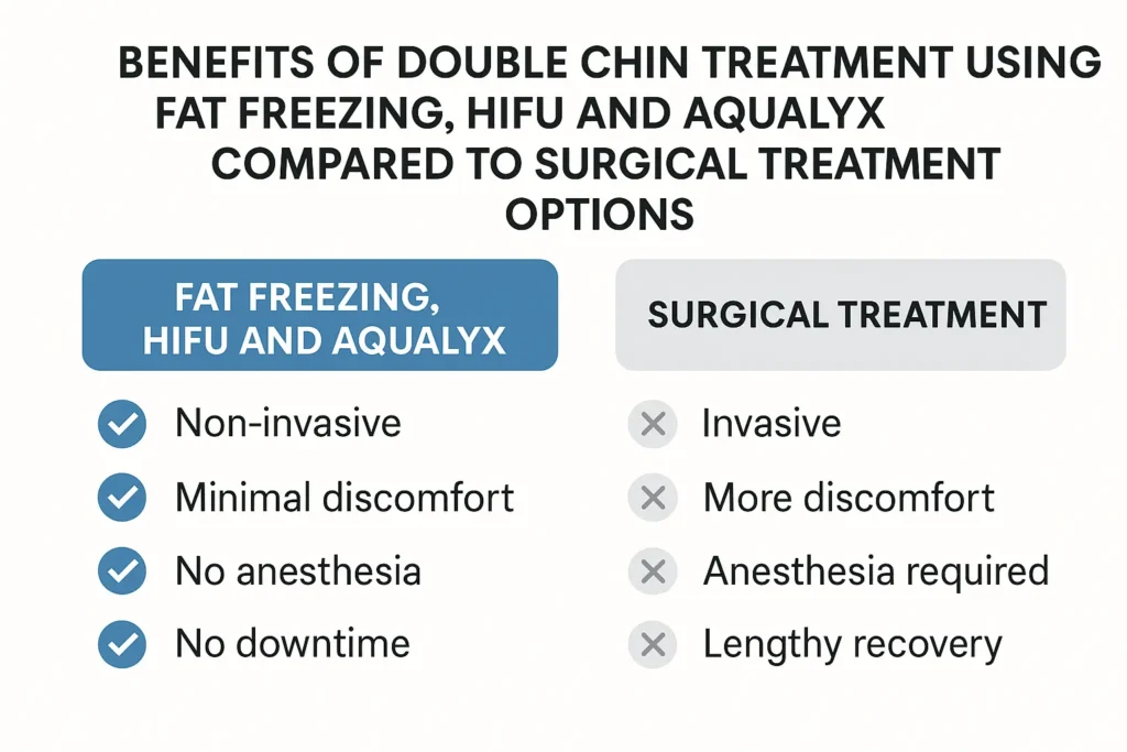 Graphic about the benefits of double chin treatment Hampton Court - from LA LIPO