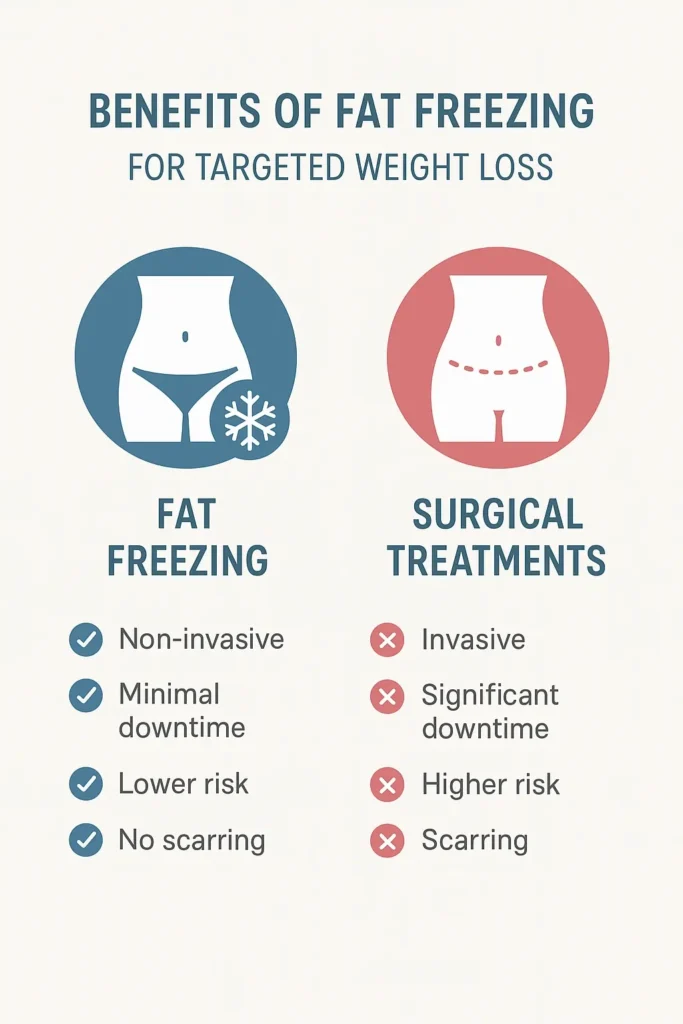 graphic showing the benefits of fat freezing Hampton Court